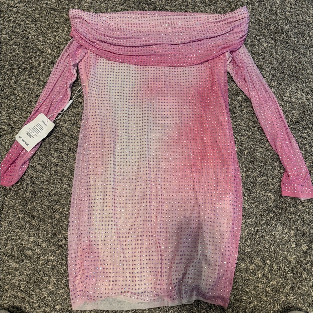 Self-Portrait Pink Embellished Dress